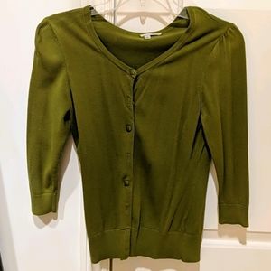 3/4 sleeve green cardigan